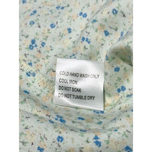 Princess Polly After Though‎ Dainty Ditsy Green Floral Satin Mini Slip Dress 6 - Picture 6 of 9